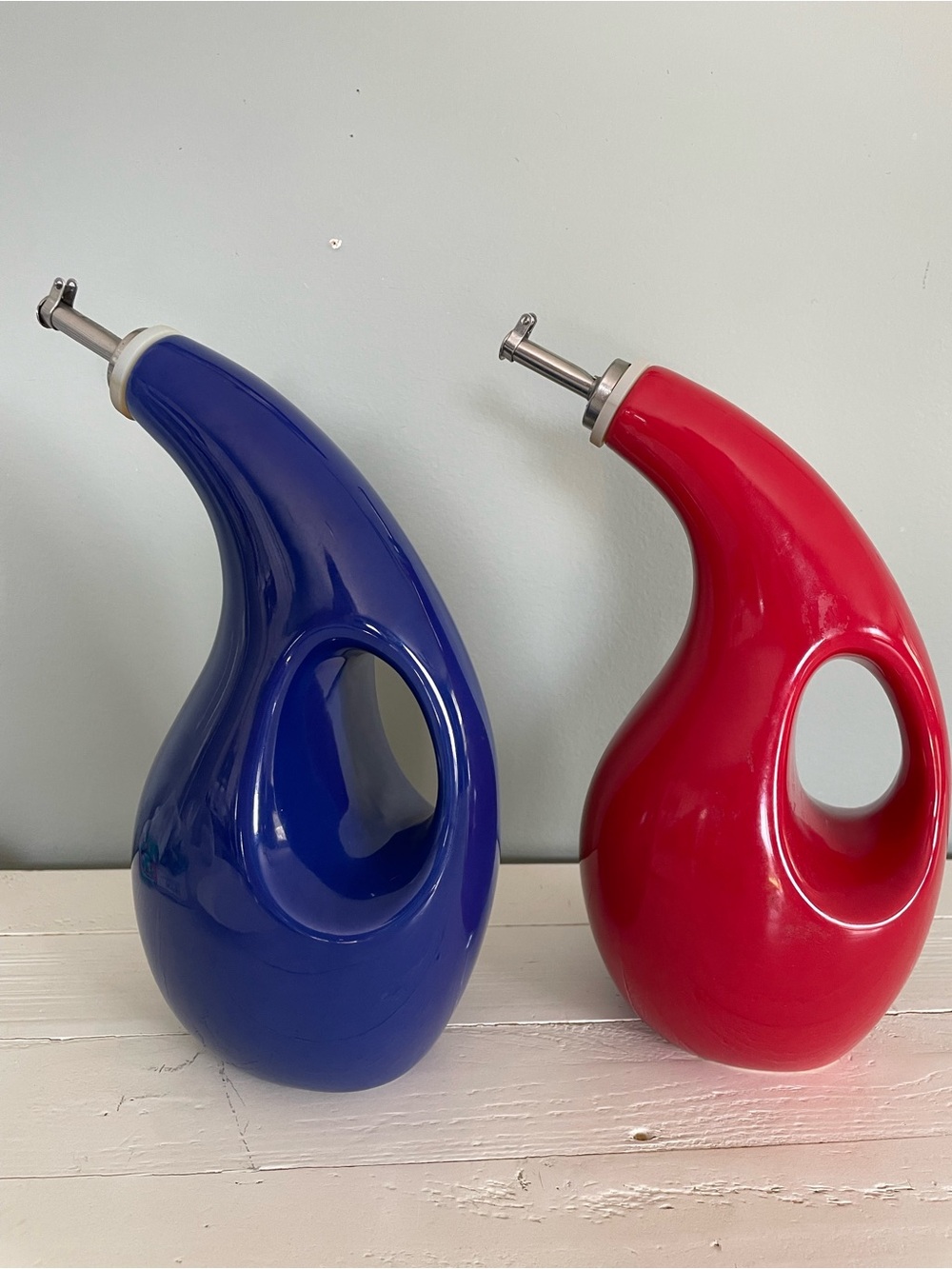 Rachel Ray Olive Oil And Vinegar Dispensers Ceramic Stoneware Cruet 2 Piece